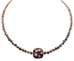 Garnet Glass Flower Necklace