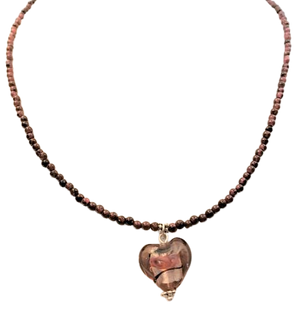 Garnet Glass Heart Necklace