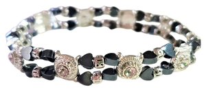 Clear Rhinestone Hematite 2 Strand Bracelet