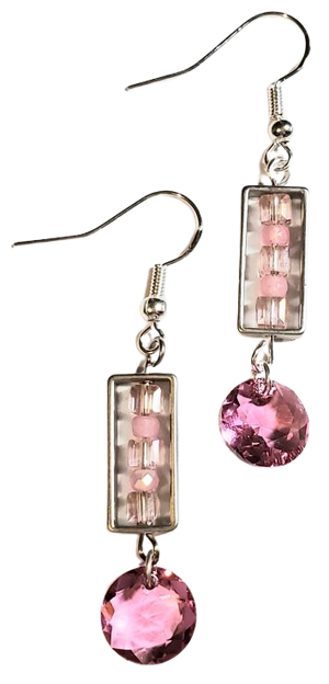 Pink Swarovski Cage Earrings