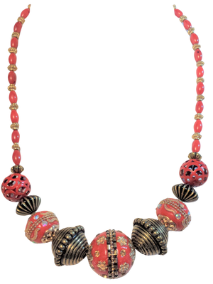 Red Coral Costume Necklace