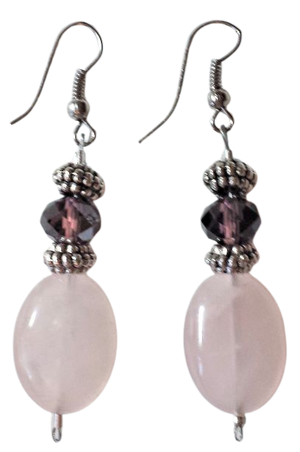 Rose Quartz Purple Bead Earrings