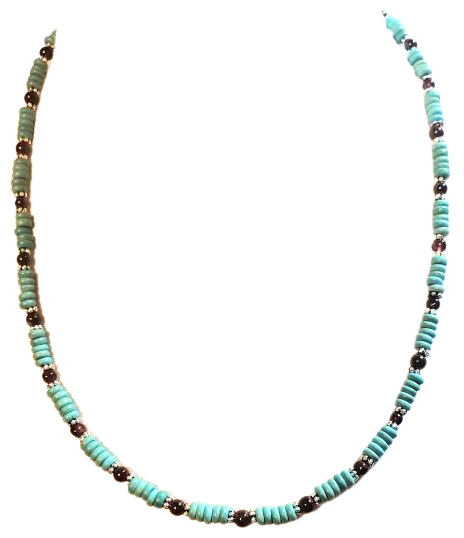 Howlite Turquoise Garnet Necklace