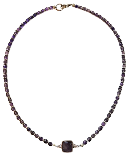 Amethyst Square Focal Bead Necklace