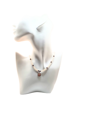 Rose Quartz Garnet Mother of Pearl Necklace