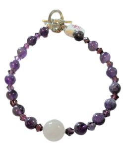 Amethyst Purple Bicone Rose Quartz Bracelet