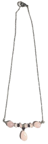 Rose Quartz Amethyst Silver Necklace