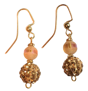 Gold Colored Sparkle Bead Earrings