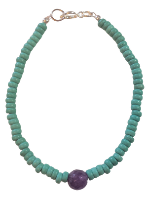 Amethyst Center Turquoise Rondelles Bracelet