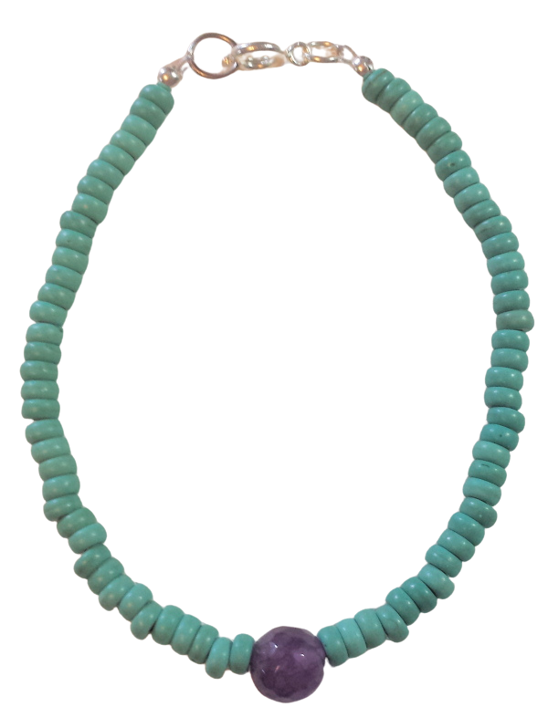 Amethyst Center Turquoise Rondelles Bracelet