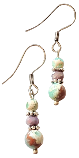 Aquaterra Jasper Lavender Bead Earrings