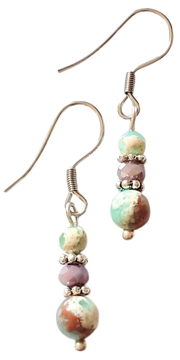 Aquaterra Jasper Lavender Bead Earrings