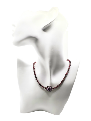 Garnet Glass Flower Necklace