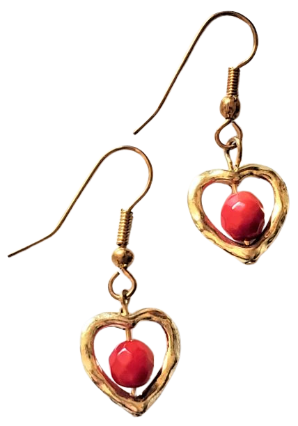 Coral Heart Earrings