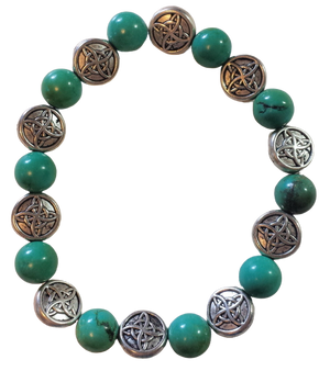 Turquoise Howlite Celtic Bead Stretch Bracelet