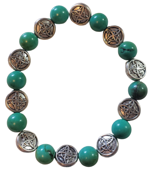 Turquoise Howlite Celtic Bead Stretch Bracelet