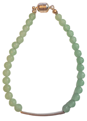 Green Aventurine Silver-Plated Tube Bracelet