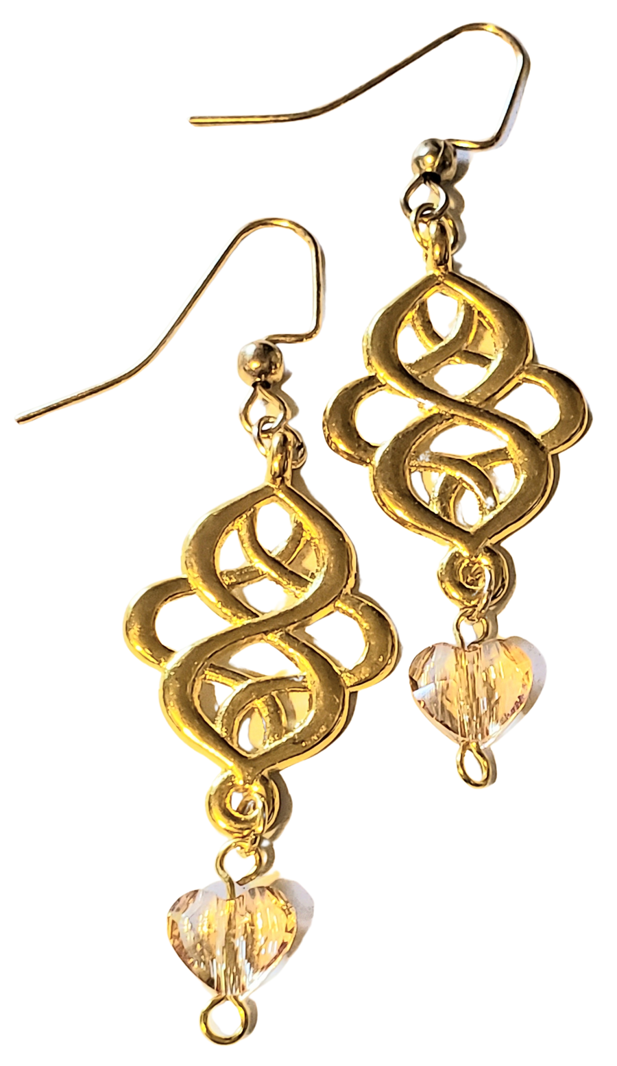 Yellow Swarovski Heart Nouveau Earrings