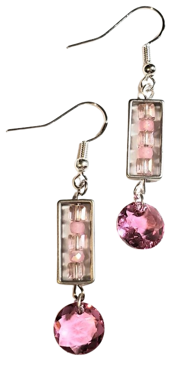 Pink Swarovski Cage Earrings