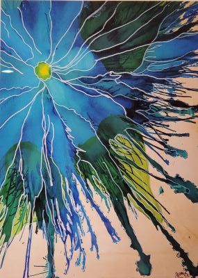 Blue Wildflower Ink Wall Art