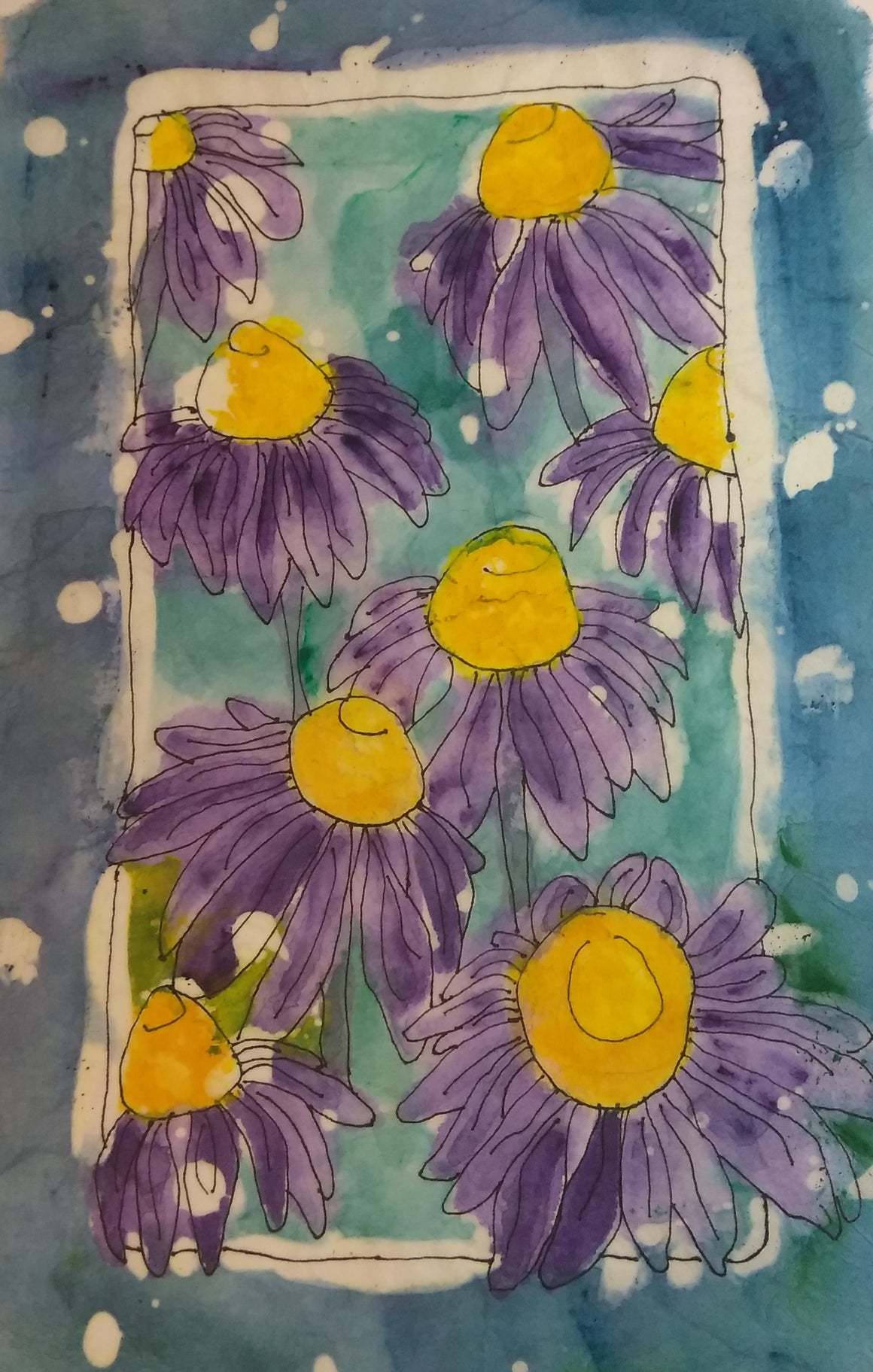 Cone Flowers Batik Wall Art