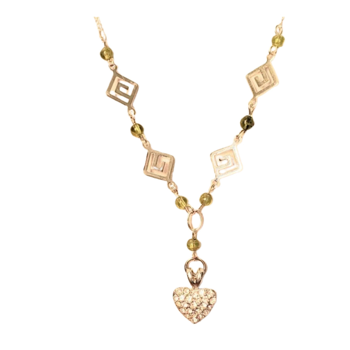 Peridot Sparkle Heart Drop Necklace