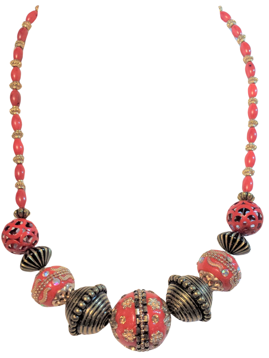 Red Coral Costume Necklace