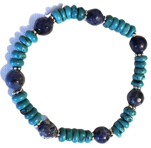 Turquoise Magnesite Sodalite Stretch Bracelet