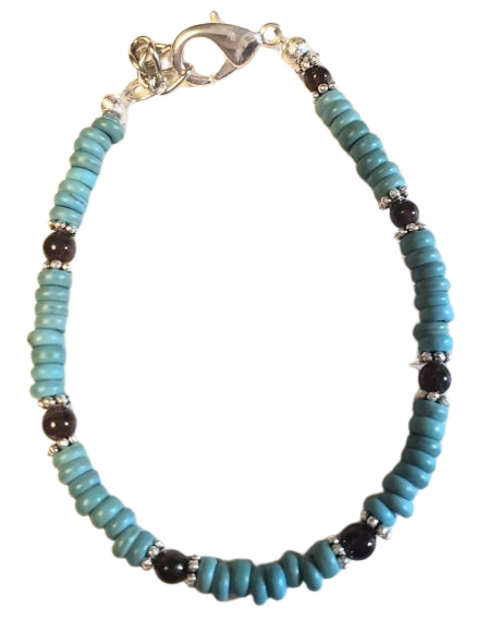 Howlite Turquoise Garnet Bracelet