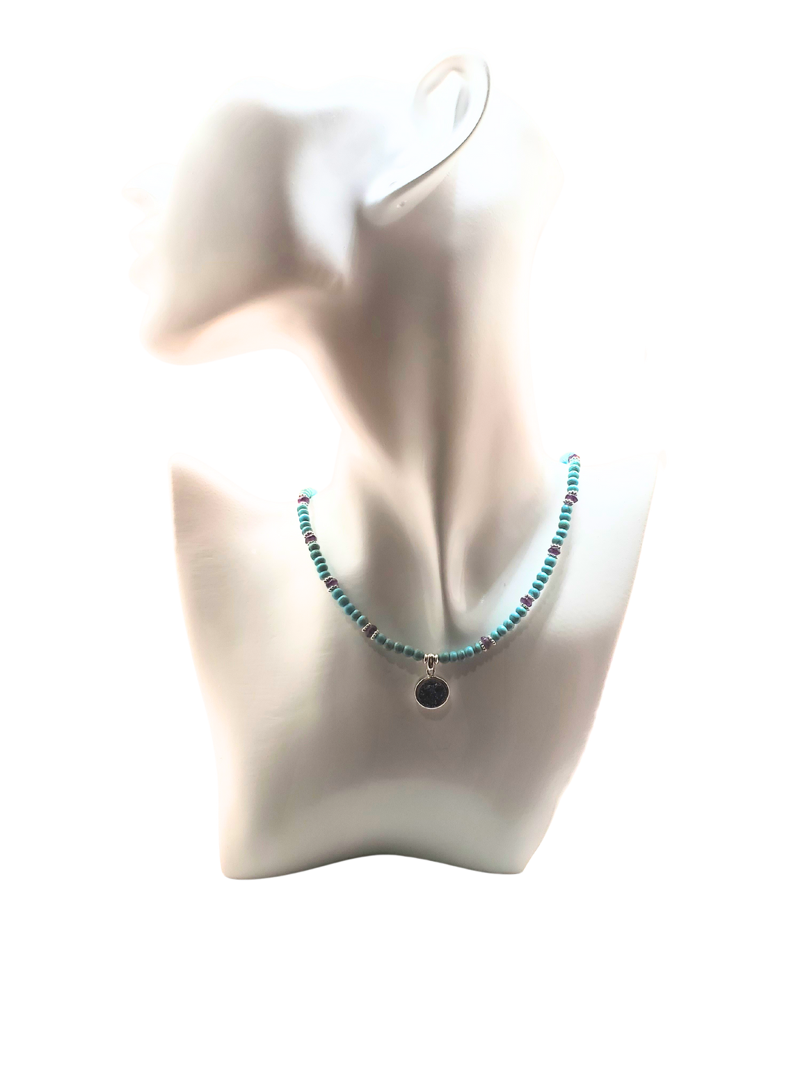 Turquoise Howlite Rondelle Druzy Necklace