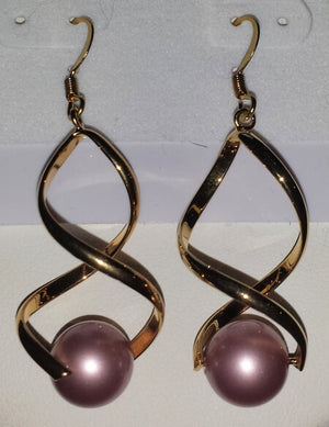 Pink Swarovski Pearl Earrings