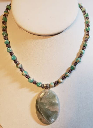 Aquatic Jasper Lavender Beads Necklace