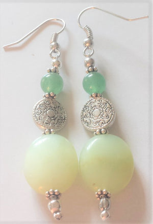 Green Beads Aventurine Celtic Earrings